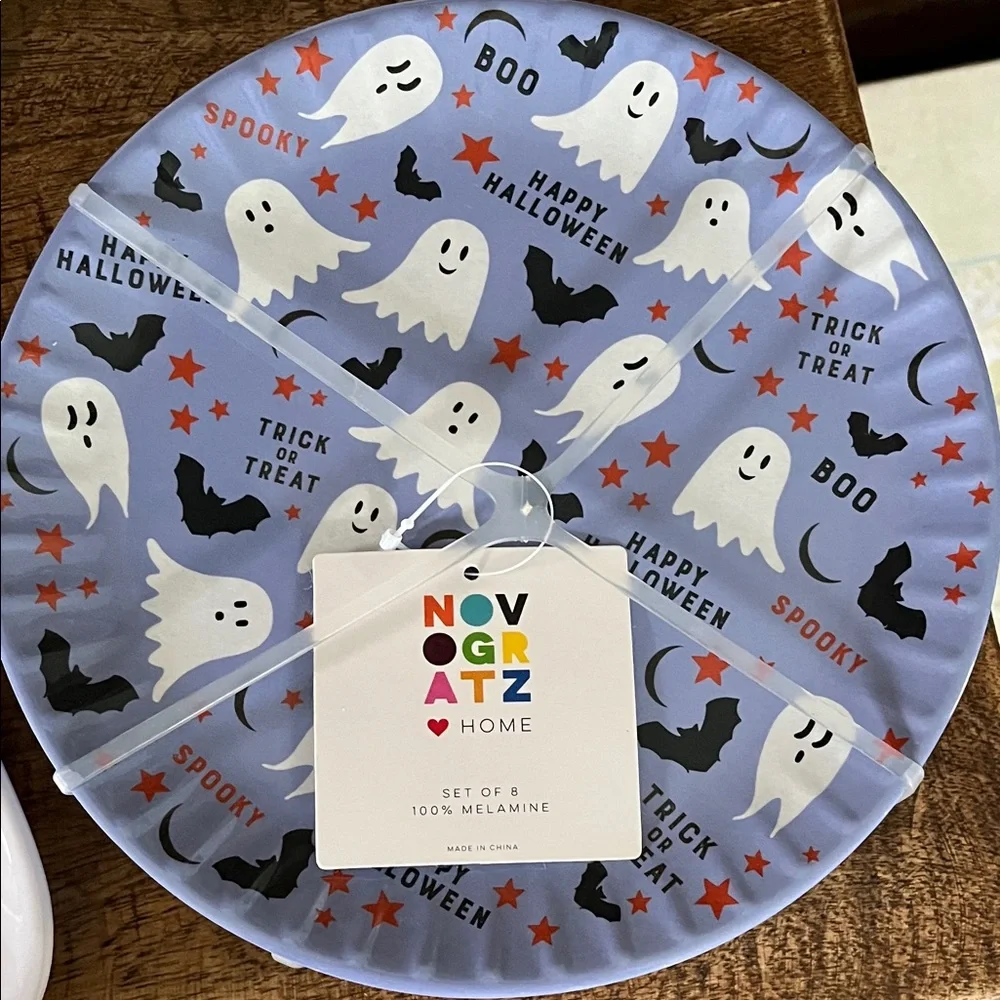 Ghost Shaped tray ghosts, appetizer plates, and 16 plates with ghosts